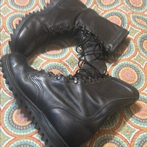 Black Combat Boots with Matte Leather Finish